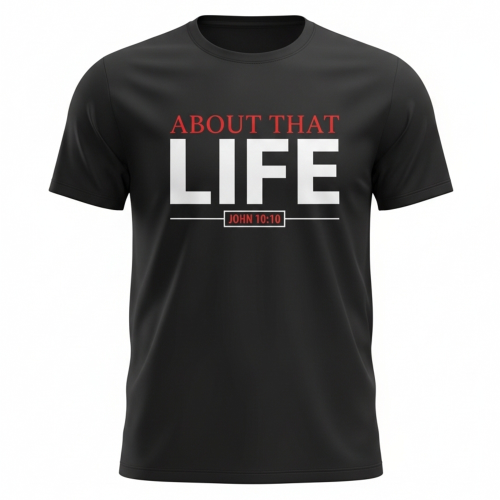 Gildan Black Tee with Red and White Text